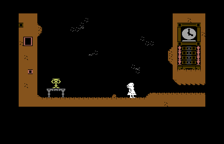 Alice in Wonderland Commodore 64 Screenshot: Another clock; keep an eye on the time!