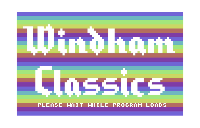 Alice in Wonderland Commodore 64 Screenshot: Loading screen featuring the Windham Classics logo.