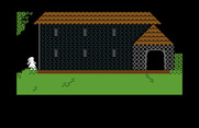 Alice in Wonderland for Commodore 64 - Outside Alice's house.