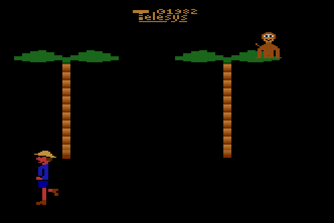 CocoNuts Atari 2600 Screenshot: Starting screen and game demo.