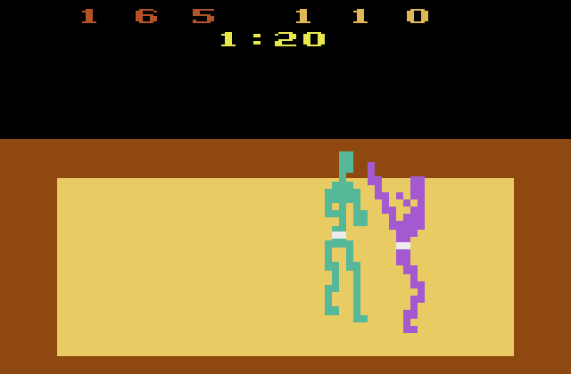 Karate Atari 2600 Screenshot: Purple player attacks...
