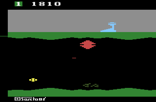Exocet Atari 2600 Screenshot: Blasting underground opponents...