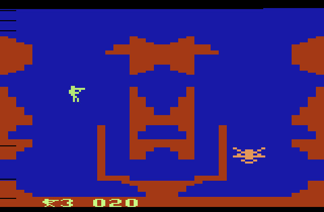 Scuba Diver Atari 2600 Screenshot: Success! Now I need to make it back to the boat.