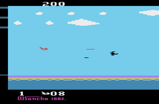 Sea Hawk Atari 2600 Screenshot: Incoming helicopter!