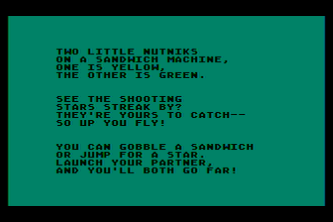 Peanut Butter Panic Atari 8-bit Screenshot: Introduction.