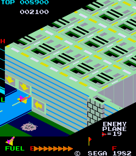 Super Zaxxon Arcade Screenshot: Entering a tunnel...