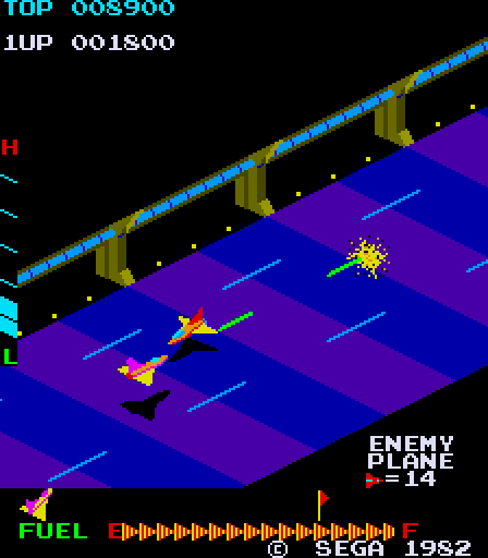 Super Zaxxon Arcade Screenshot: Shoot quick or you'll crash into this plane!