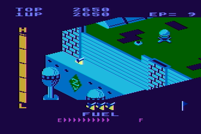 Super Zaxxon Atari 8-bit Screenshot: On to the second level...