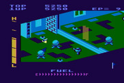 Super Zaxxon for Atari 8-bit - There's only a narrow area you can safely fly through here!
