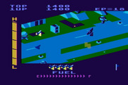 Super Zaxxon for Atari 8-bit - Increasing altitude to fly over a barrier...