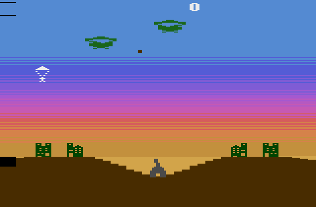 Commando Raid Atari 2600 Screenshot: Game start; enemies arrive!
