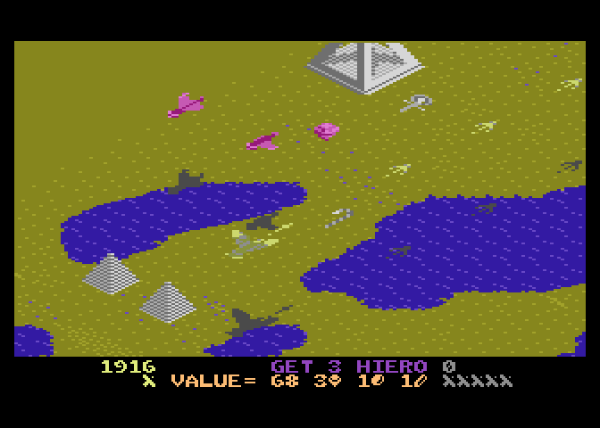 Desert Falcon Atari 7800 Screenshot: Firing at some incoming enemies...