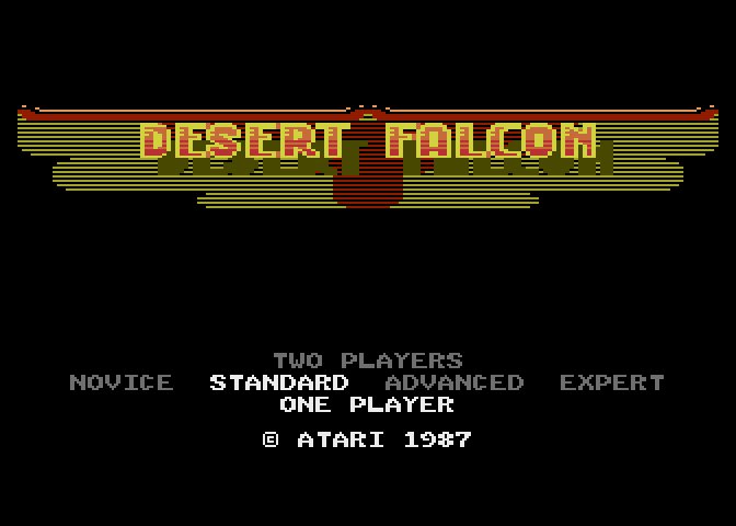Desert Falcon Atari 7800 Screenshot: Title screen.