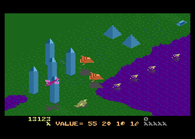 Desert Falcon Atari 7800 Screenshot: You can land on the ground in Desert Falcon.