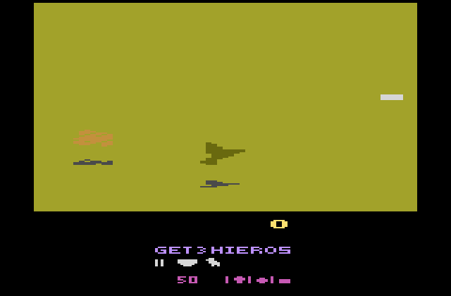 Desert Falcon Atari 2600 Screenshot: Flying through the desert...