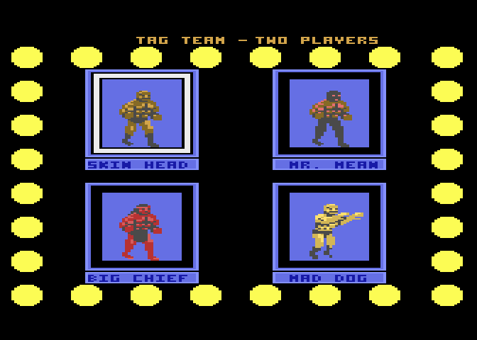 Title Match Pro Wrestling Atari 7800 Screenshot: Selecting characters...