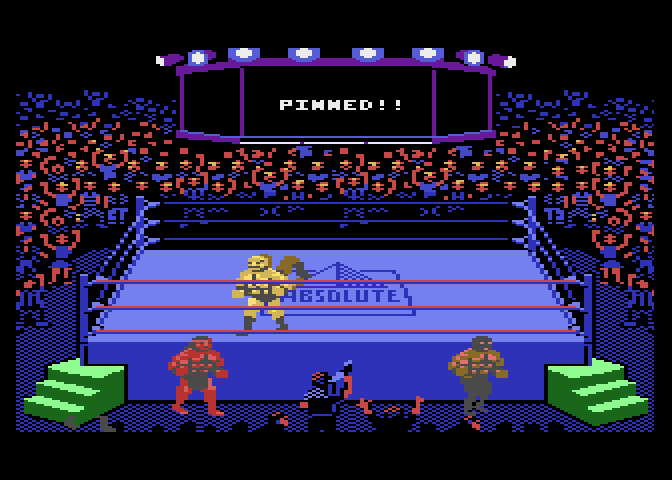 Title Match Pro Wrestling Atari 7800 Screenshot: Pinned!