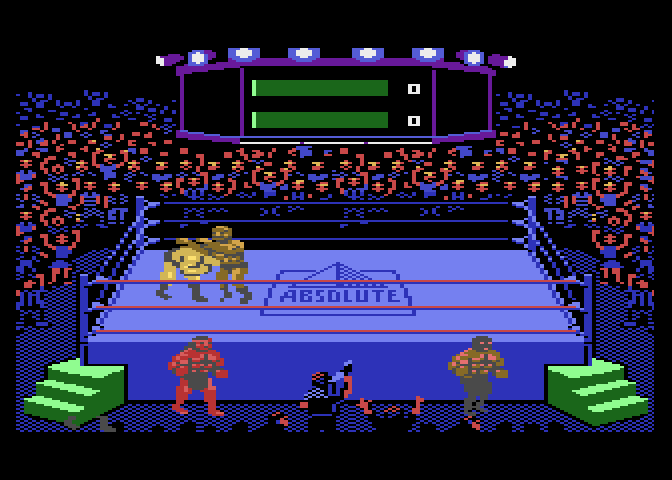 Title Match Pro Wrestling Atari 7800 Screenshot: Caught in a headlock...