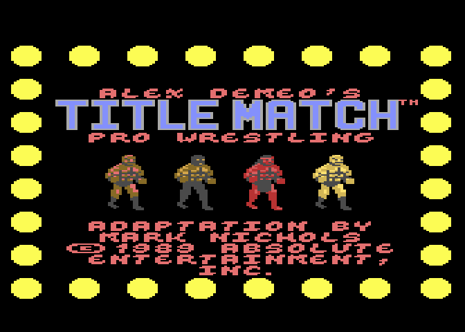 Title Match Pro Wrestling Atari 7800 Screenshot: Title screen.