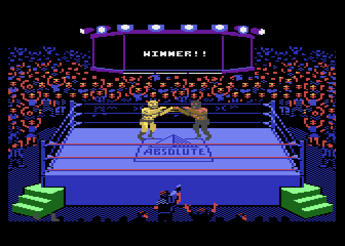 Title Match Pro Wrestling Atari 7800 Screenshot: And we have a winner!