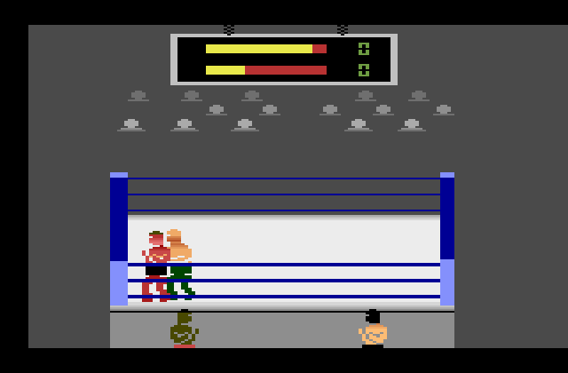 Title Match Pro Wrestling Atari 2600 Screenshot: Stuck in the corner...