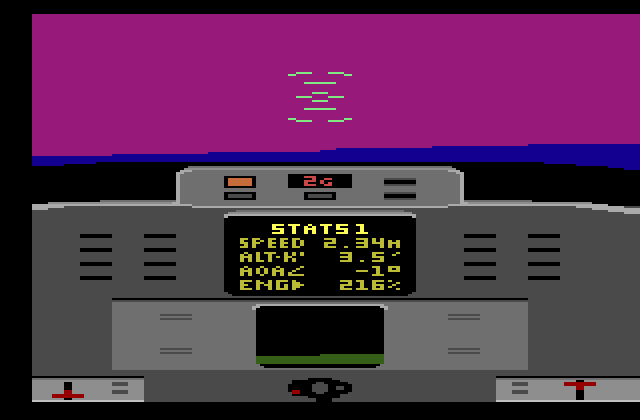 Tomcat: The F-14 Fighter Simulator Atari 2600 Screenshot: Sun is setting, soon it will be dark out...