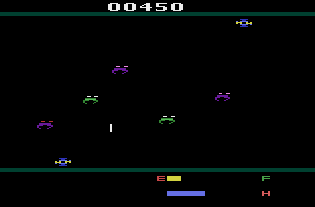 Cross Force Atari 2600 Screenshot: I'm almost out of energy!