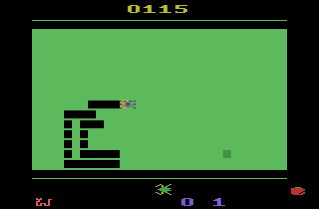 Tape Worm Atari 2600 Screenshot: Caught by Spanky the spider!