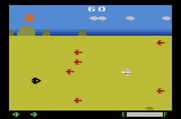 Planet Patrol for Atari 2600 - That black ship is the stranded pilot I'm trying to rescue.