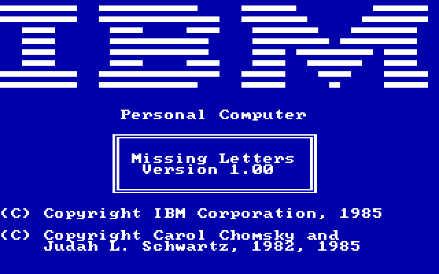 Missing Letters IBM PC/Compatibles Screenshot: IBM logo.