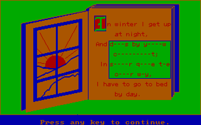 Missing Letters IBM PC/Compatibles Screenshot: Introduction screen.