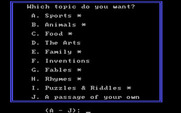 Missing Letters for IBM PC/Compatibles - Starting a game; first, choose a topic...