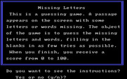 Missing Letters for IBM PC/Compatibles - Game introduction.