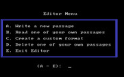 Missing Letters for IBM PC/Compatibles - Puzzle editor menu.