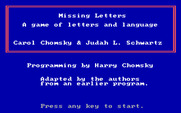 Missing Letters for IBM PC/Compatibles - Title screen.