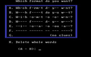 Missing Letters for IBM PC/Compatibles - Choose a level of difficulty...