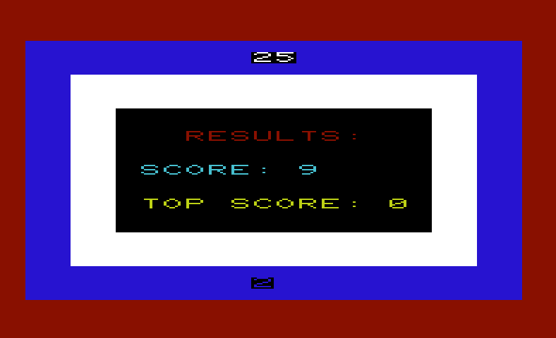 Rifle Range Commodore VIC-20 Screenshot: Game over, here's my score...