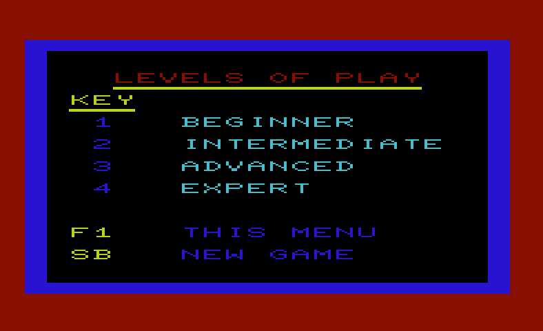 Rifle Range Commodore VIC-20 Screenshot: The main menu.