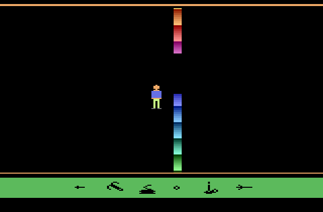 Swordquest: EarthWorld Atari 2600 Screenshot: I'll need to run through that small gap...not easy!