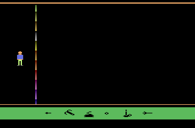 Swordquest: EarthWorld Atari 2600 Screenshot: Starting Leo Waterfall...