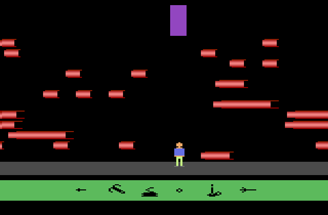 Swordquest: EarthWorld Atari 2600 Screenshot: Aquarian Rapids; can I get across?