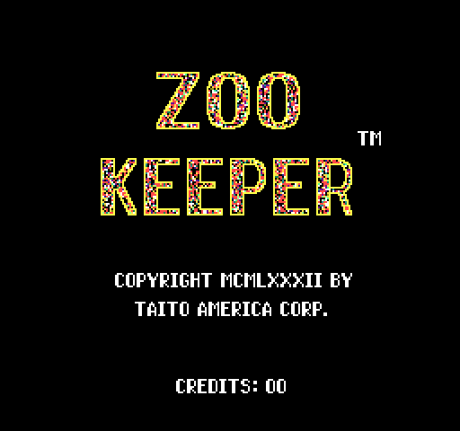 Zoo Keeper Arcade Screenshot: Title screen.