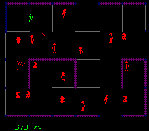 Frenzy Arcade Screenshot: Be sure to dodge robot fire!