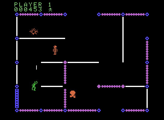 Frenzy ColecoVision Screenshot: Shooting at robots...