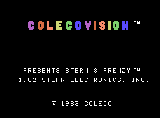 Frenzy ColecoVision Screenshot: Title screen.