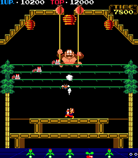 Donkey Kong 3 Arcade Screenshot: Start of round 2.