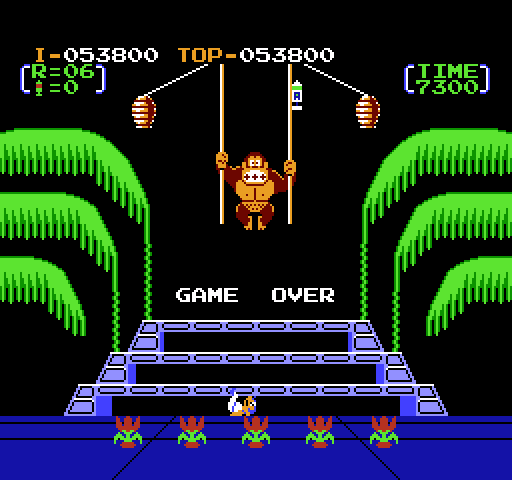 Donkey Kong 3 NES / Famicom Screenshot: Game over.