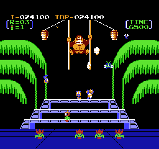 Donkey Kong 3 NES / Famicom Screenshot: Watch out for the various insects!