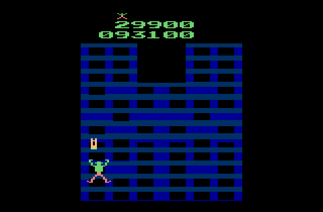 Crazy Climber Atari 2600 Screenshot: More falling objects begin the next level.