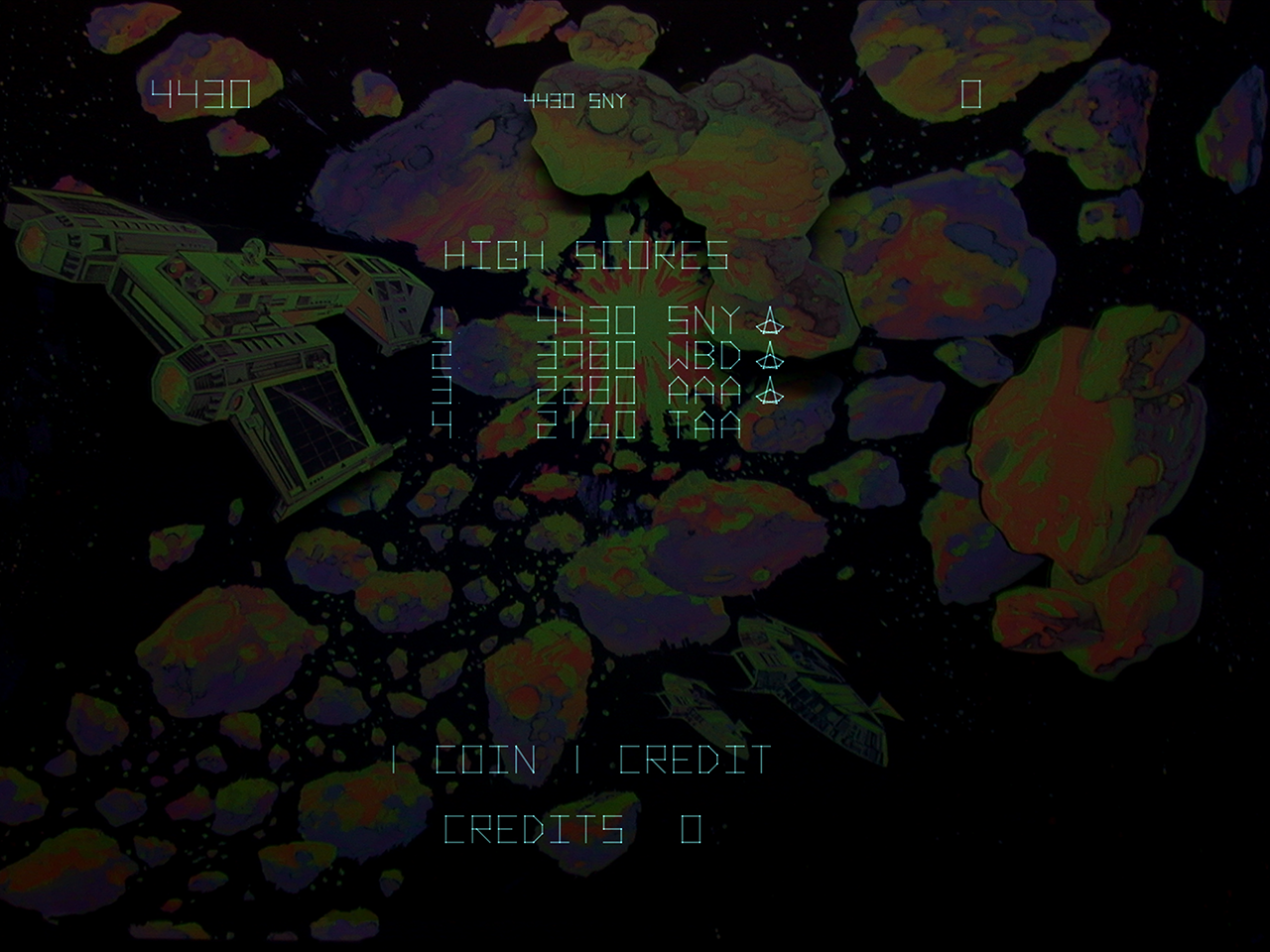 Asteroids Deluxe Arcade Screenshot: The high score table.